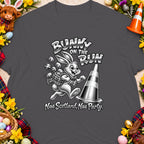 T-shirt graphic with a running bunny and traffic cone, text "Bunny On The Run".