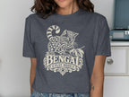 Grey t-shirt with a Bengal cat illustration and the text "BENGAL PLAY MODE."