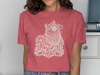 T-shirt with white outline drawing of a tabby cat and text "LOYAL FRIEND".