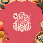 Bengal cat graphic on a pink t-shirt with text "Bengal On The Prowl".