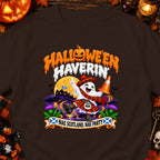 Ghost in Scottish kilt and tartan scarf with text "Halloween Haverin' Nae Scotland, Nae Party".