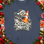 Otterly Merry graphic on a shirt with "Nae Scotland, Nae Party" text.