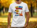 White t-shirt with "Egg Roll Patrol" and chick with Easter eggs and traffic cone.
