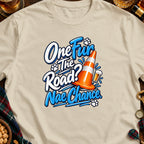 T-shirt with text "One Fur The Road? Nae Chance" and a traffic cone.