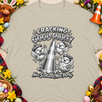 Three chicks celebrate around a traffic cone with text "Cracking Good Party" and "Nae Scotland, Nae Party".