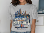 T-shirt with "Nae Scotland Nae Party" and Austin skyline graphic.