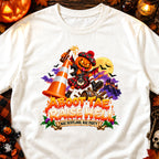 Pumpkin character in Scottish kilt holds beer bottle and cone; text reads "Aboot Tae Raise Hell" and "Nae Scotland, Nae Party".