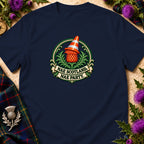 Navy blue t-shirt featuring a green and orange crest with a traffic cone and text reading NAE SCOTLAND, NAE PARTY.