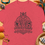 T-shirt with a Maine Coon cat crowned graphic, text "MAINE COON WHISKERS & ATTITUDE".