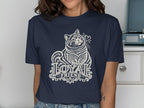 Navy t-shirt with cream graphic of a cat and text "Loyal Friend".