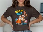 Cartoon bunny with traffic cone and Easter eggs, text "Hop It, Pal!" and "Nae Scotland, Nae Party."