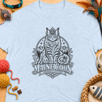 T-shirt with a crowned Maine Coon cat graphic and the text "MAINE COON WHISKERS & ATTITUDE".
